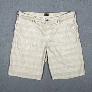 Adidas Shorts Mens 36 Beige 10" Golf Casual Performance Stretch Preppy‎ Logo